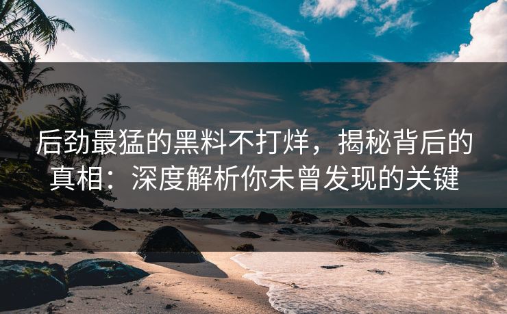 后劲最猛的黑料不打烊,揭秘背后的真相:深度解析你未曾发现的关键