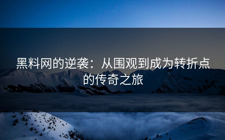 黑料网的逆袭:从围观到成为转折点的传奇之旅