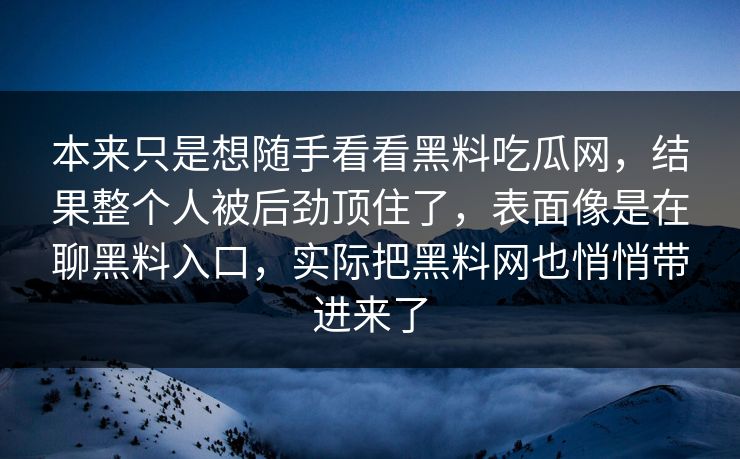 本来只是想随手看看黑料吃瓜网,结果整个人被后劲顶住了,表面像是在聊黑料入口,实际把黑料网也悄悄带进来了