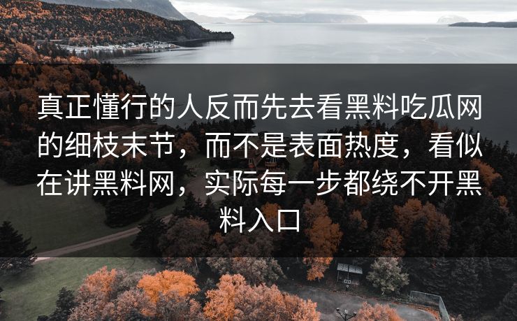 真正懂行的人反而先去看黑料吃瓜网的细枝末节，而不是表面热度，看似在讲黑料网，实际每一步都绕不开黑料入口