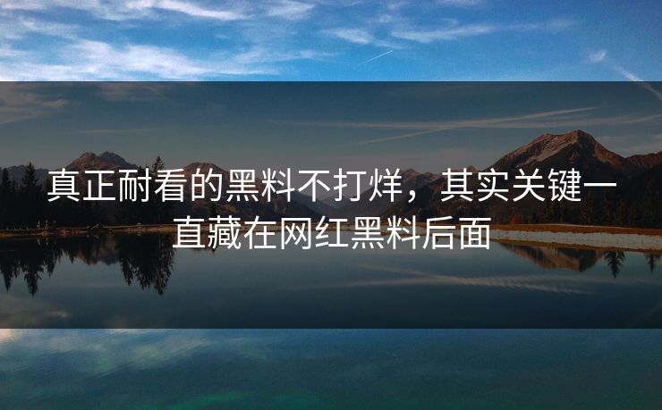 真正耐看的黑料不打烊，其实关键一直藏在网红黑料后面