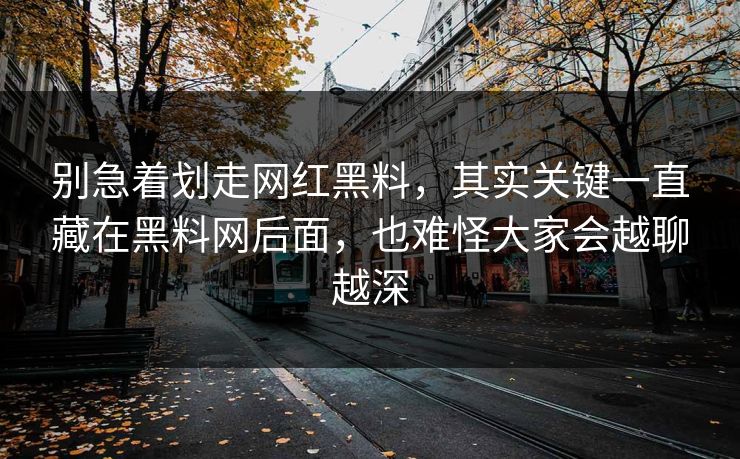别急着划走网红黑料,其实关键一直藏在黑料网后面,也难怪大家会越聊越深