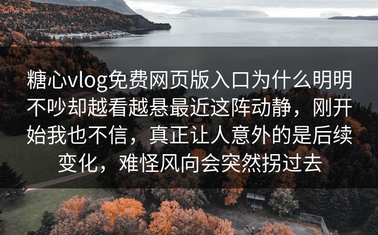 糖心vlog免费网页版入口为什么明明不吵却越看越悬最近这阵动静，刚开始我也不信，真正让人意外的是后续变化，难怪风向会突然拐过去