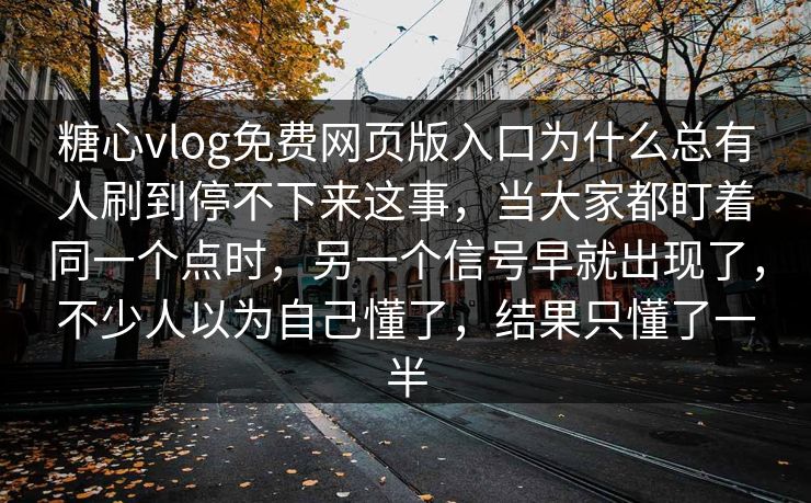 糖心vlog免费网页版入口为什么总有人刷到停不下来这事，当大家都盯着同一个点时，另一个信号早就出现了，不少人以为自己懂了，结果只懂了一半