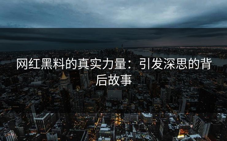 网红黑料的真实力量：引发深思的背后故事