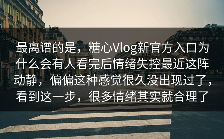 最离谱的是，糖心Vlog新官方入口为什么会有人看完后情绪失控最近这阵动静，偏偏这种感觉很久没出现过了，看到这一步，很多情绪其实就合理了